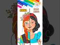 Draw Cute Disney Princesses | Draw Anna VS. Snow White Easy 🌈👸🏻 #disney #drawing #shorts