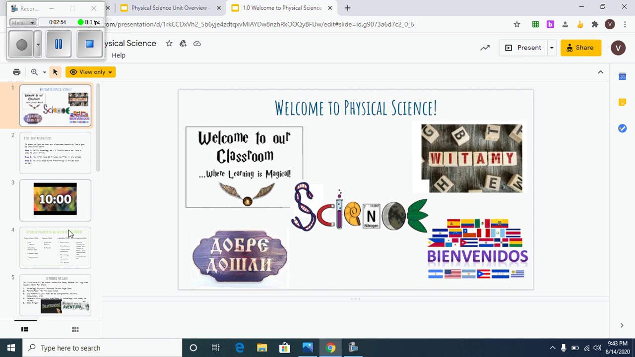 Physical Science Spanish