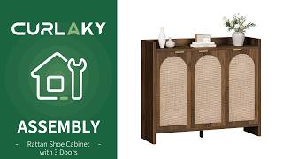 🛠️Curlaky Rattan Shoe Cabinet with 3 Doors Assembly Video🛠️ screenshot 1