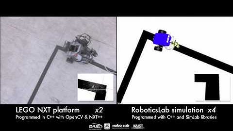 Side-by-side, LEGO NXT line following and simulation