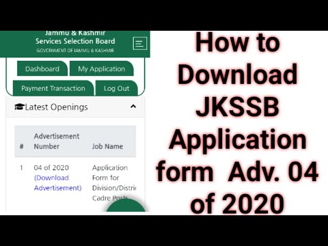 How to Download JKSSB Application Form lllAdv. 04 of 2020lll