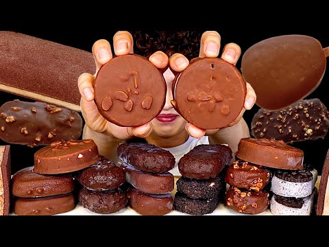 ASMR 더위탈출 초콜릿 아이스크림🍫엔초 거북바 쿠키바 민초바 먹방! Chocolate Ice Cream Party With Nutella Whipped Cream MuKBang