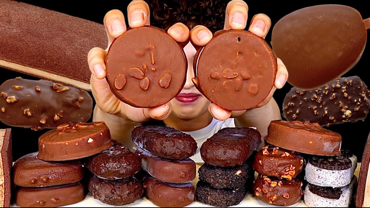 ASMR 더위탈출 초콜릿 아이스크림🍫엔초 거북바 쿠키바 민초바 먹방! Chocolate Ice Cream Party With Nutella Whipped Cream MuKBang