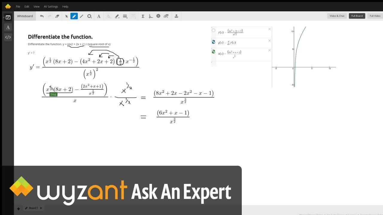 Find derivative of a function using the quotient rule and simplify ...