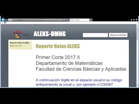 Consulta Nota ALEKS - Primer Corte UMNG. Estudiantes