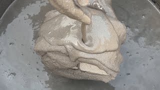 ASMR Very 🤩😴dusty Satisfying Sand Cement Shapes DIP Crumble on thick paste and crumble on water 💦💦💦🌀