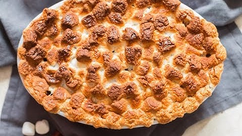 Sweet potato casserole with marshmallow fluff and pecans