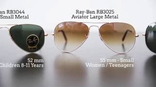 aviator sizes ray ban