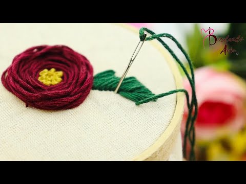 BORDADO A MANO PUNTADA FÁCIL RÁPIDA Y BONITA PARA FLORES CON RELIEVE | HAND EMBROIDERY EASY STITCH