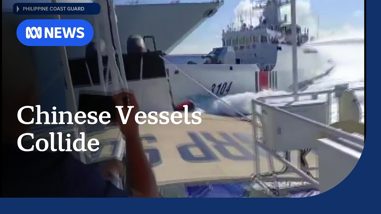 Chinese ships collide while pursuing Philippine vessel in South China Sea | ABC NEWS Chinese ships collide while pursuing Philippine vessel in South China Sea | ABC NEWS