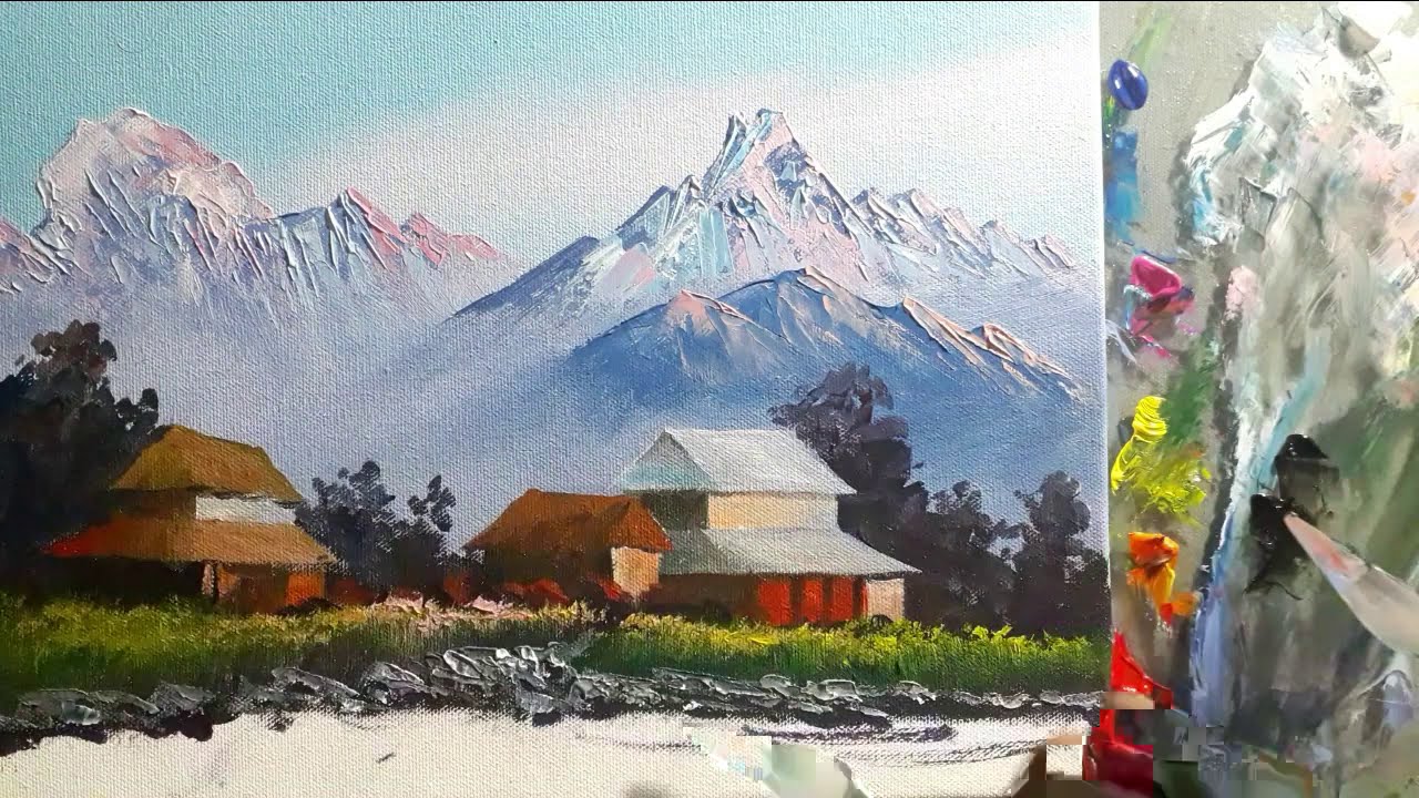 How To Paint Nepali Village Painting BK ARTGalllery YouTube