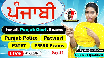 PSTET 2023 | Punjabi Grammar | Punjab Police & Patwari 14 | Skylite Academy