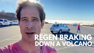 Testing Regenerative Braking Down a Volcano | 0% to What?! charged in my electric car