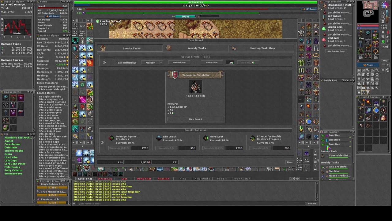 Bounty task de Venerable Girtabilu 452/452 Elder Druid 850 Kalibra 