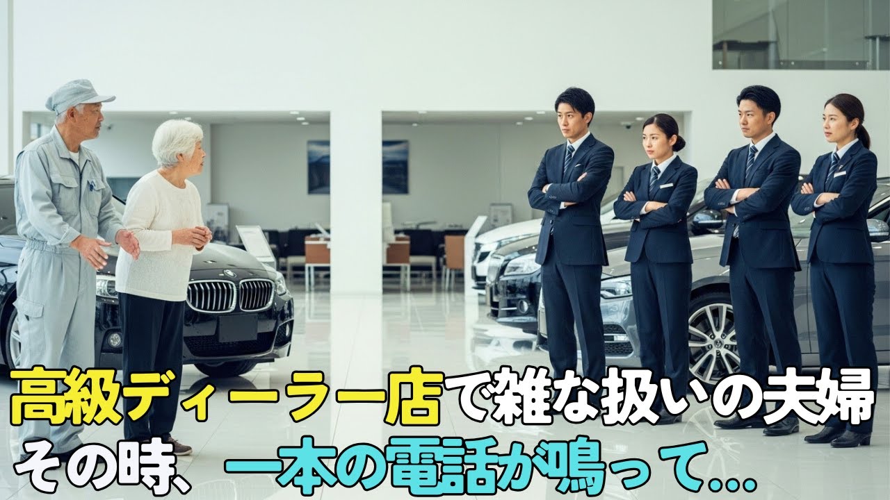 「汚い手で触るな」と老夫婦を罵倒した高級ディーラーの営業マン→彼は知らなかった老人が時価総額3000億円の創業者であることを…【感動する話】