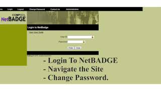 NetBADGE Getting Started  - How to Login, Change Password, and Navigate the Site