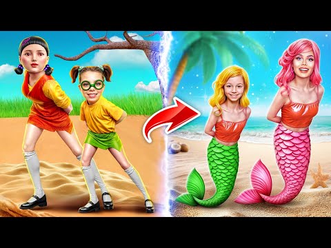 Transform into a sparkling mermaid at Squid Games School!