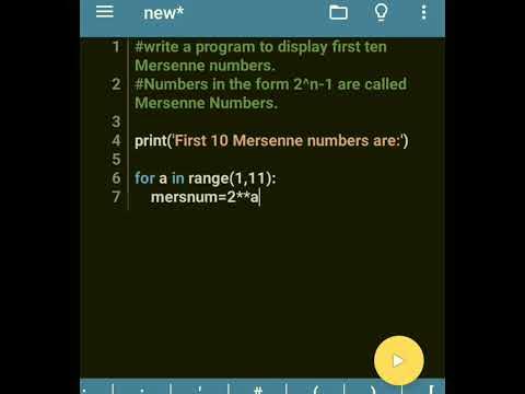 Python program to display first 10 Mersenne numbers - YouTube