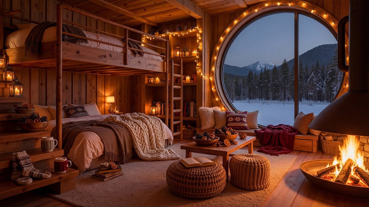 Cozy Winter Ambience ❄️ Soft Piano Background Music with Fireplace for Up Mood, Work, Study