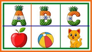 A to Z Alphabet | A for Apple to Z for Zebra 🇮🇳 | ABC Learning for Kids | Tiranga Font