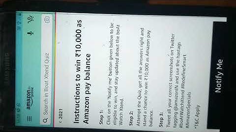 Amazon Quiz/ Boat Xtend quiz/ Answer and win Rs 10000/-