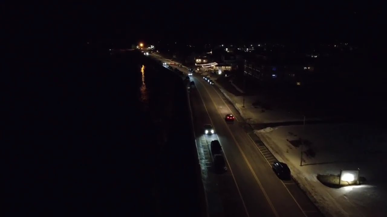 Narragansett night flight over the Coast Guard House February 13, 2026