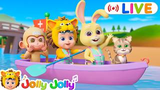 Download Lagu LIVE🔴Row Row Row Your Boat, Three Little Kittens + More | Jolly Jolly - Best Kids Songs MP3