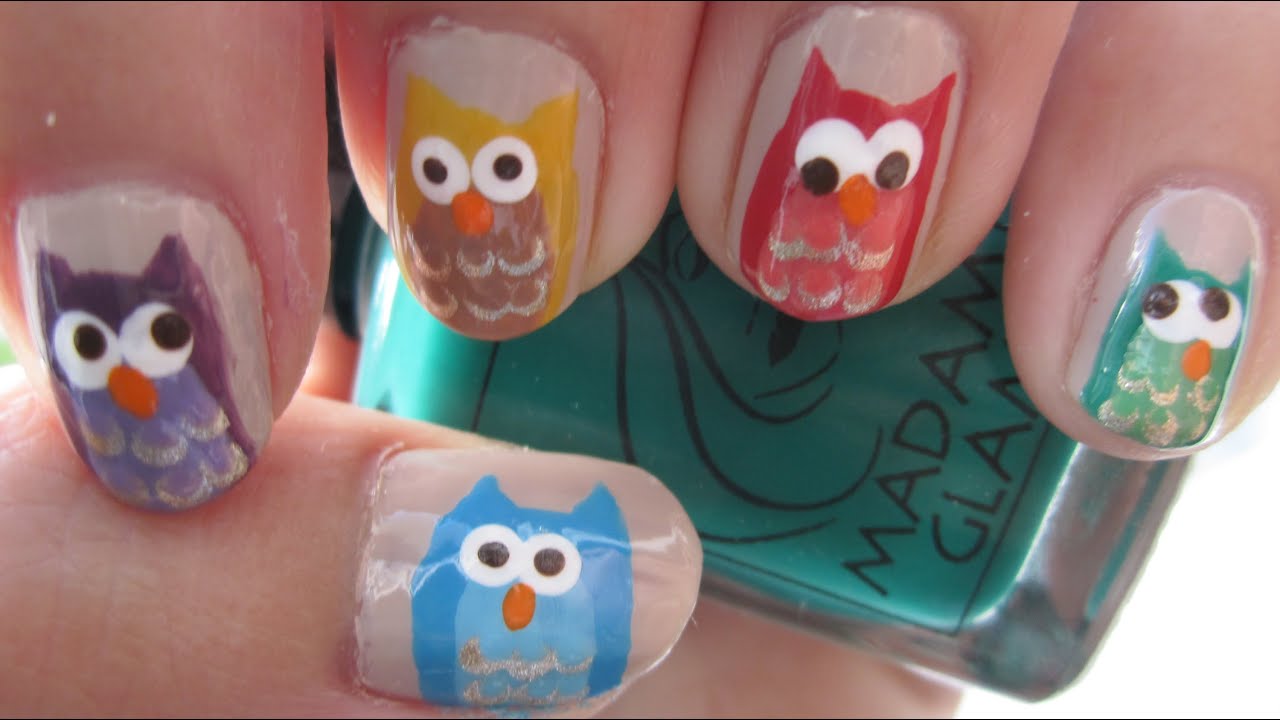 Owl nails - YouTube