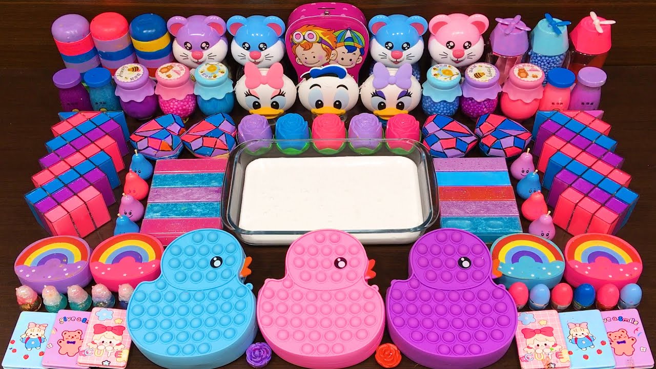 GALAXY DUCK!!!Mixing Random into GLOSSY SLIME!! Satisfying Slime #17