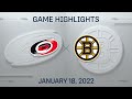 NHL Highlights | Hurricanes vs. Bruins - Jan. 18, 2022