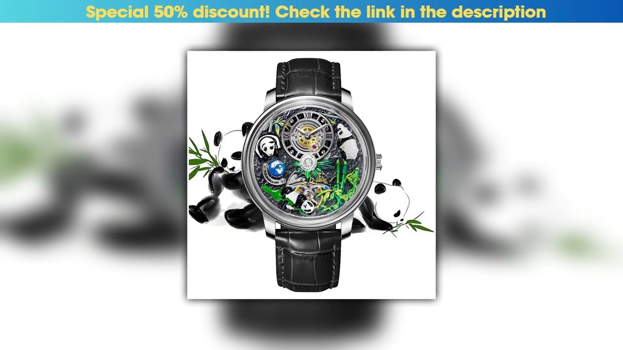 Review Panda Bamboo Mechanical Men's Leather Strap 30 Meter Waterproof Glowing Earth Astronomy Men'