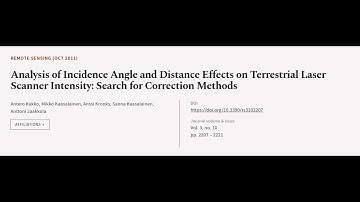 Analysis of Incidence Angle and Distance Effects on Terrestrial Laser Scanner Intensi... | RTCL.TV