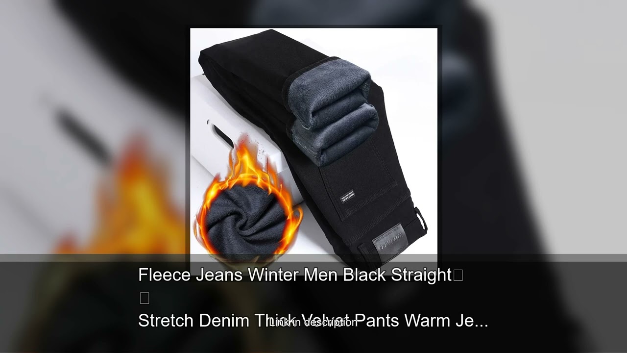 Fleece Jeans Winter Men Black Straight Stretch Denim Thick Velvet Pants Warm Jeans Casual Fleec