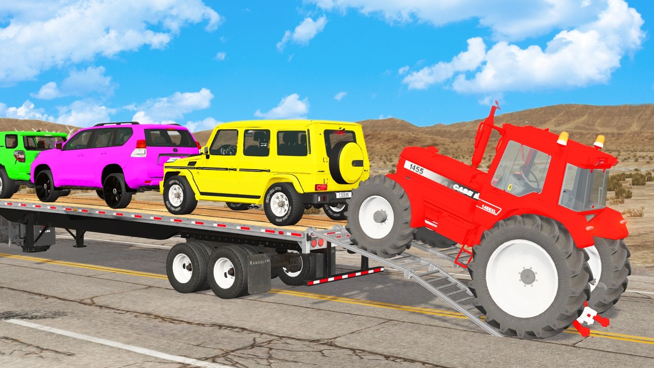 Flatbed Truck Mcqueen | Transportation with Truck - Pothole vs Car # - BeamNG.Drive