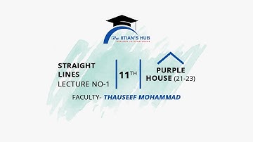 Straight Lines,Lecture No-1,11th,Purple House(21-23),Date-10-11-21,By-Thauseef Mohammad