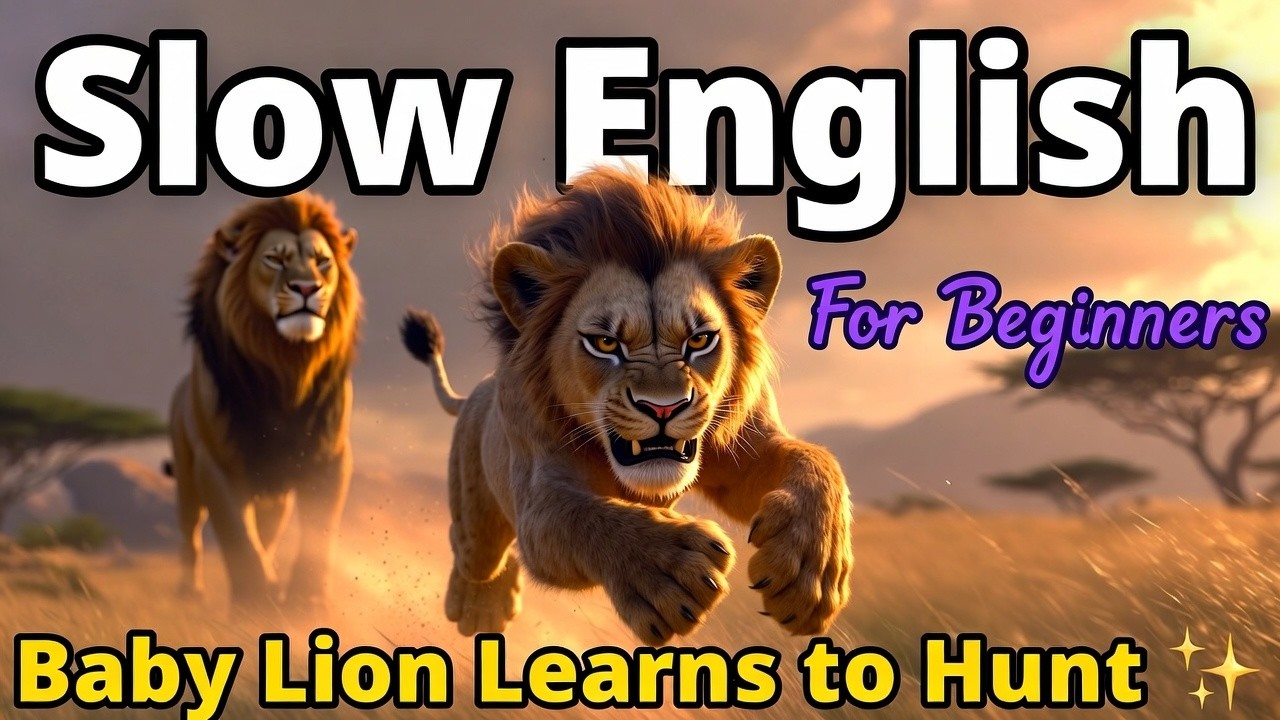Simba's First Hunt in the Savanna 🦁 | Baby Lion Learns to Be Brave | A2 English Story