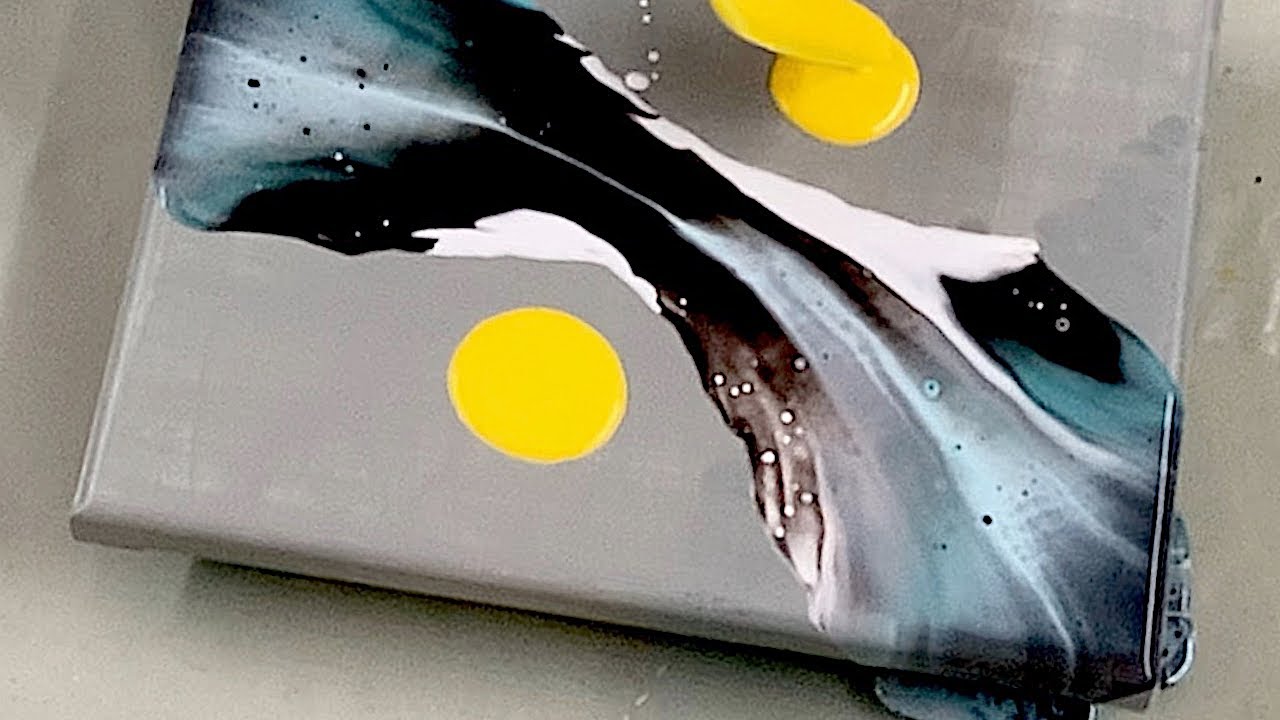 Acrylic pour with hair dryer, Acrylic pour painting easy, Acrylic abstract painting, ASMR