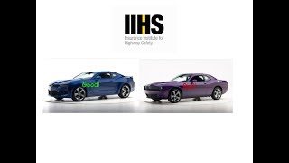 IIHS driver-side small-overlap crash test for 3 muscle cars in 2016