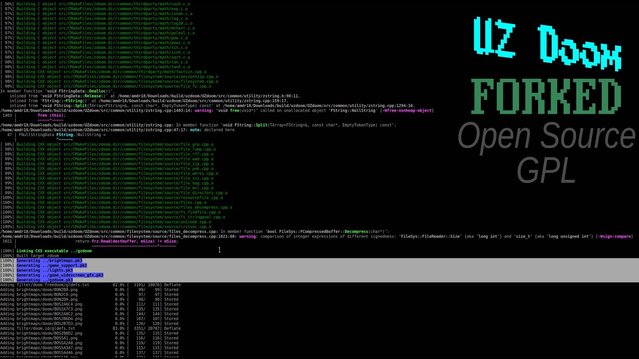 compiling UZDoom v4.15.pre source port fork on GNU/Linux - 4K