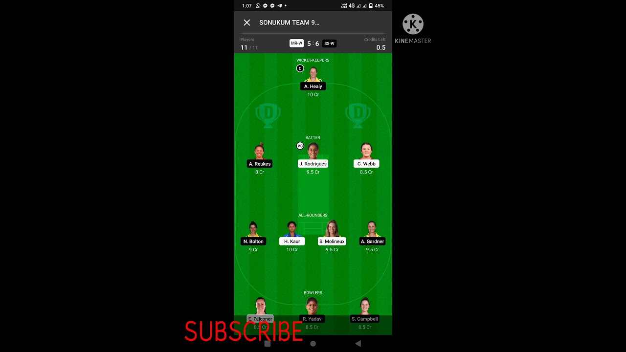 MR-W vs SS-W weber WBBL T20 dream11 team H2H