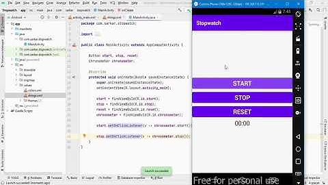 How to create a stopwatch using chronometer | Android Studio