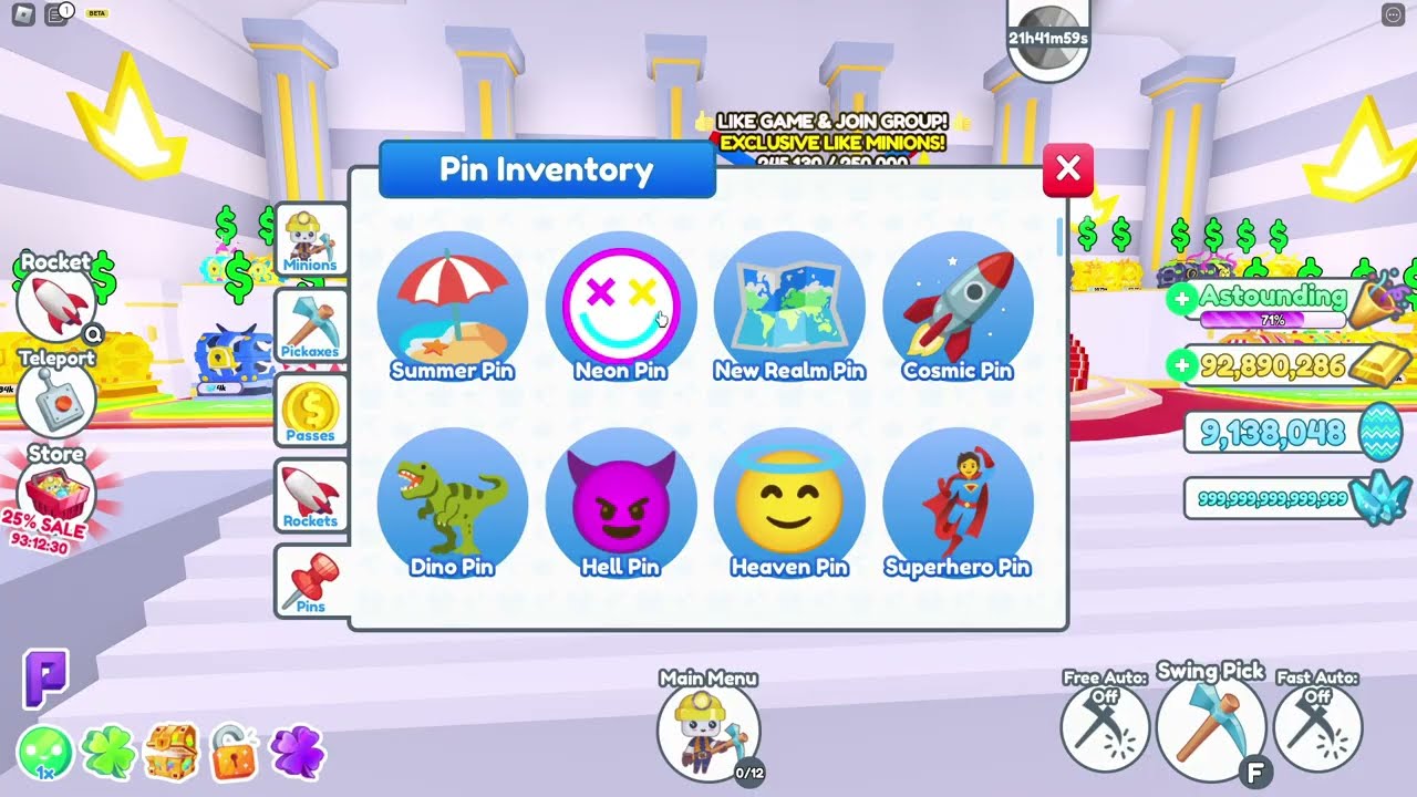 Neon Pin Minion Simulator Roblox