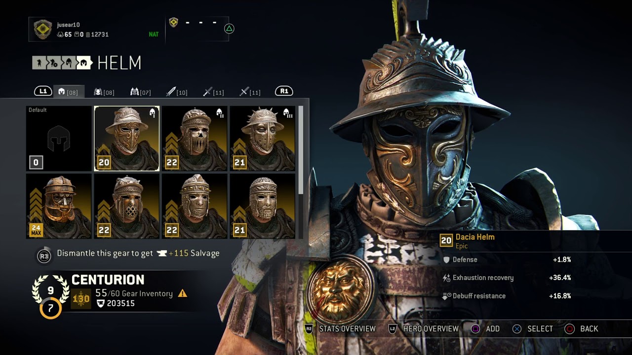 For honor season 2 centurion rare heroic and epic gear.