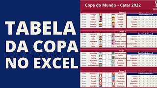 Tabela da Copa do Mundo 2022 no Excel 