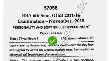 2018 Mdu BBA 6th Sem Personality & Soft Skill Development Question Paper