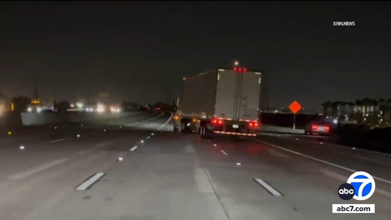 Stolen big rig chase ends in crash on 210 Freeway - YouTube