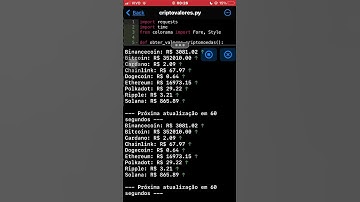 Criei um programa para pegar cotação de criptomoedas em tempo real