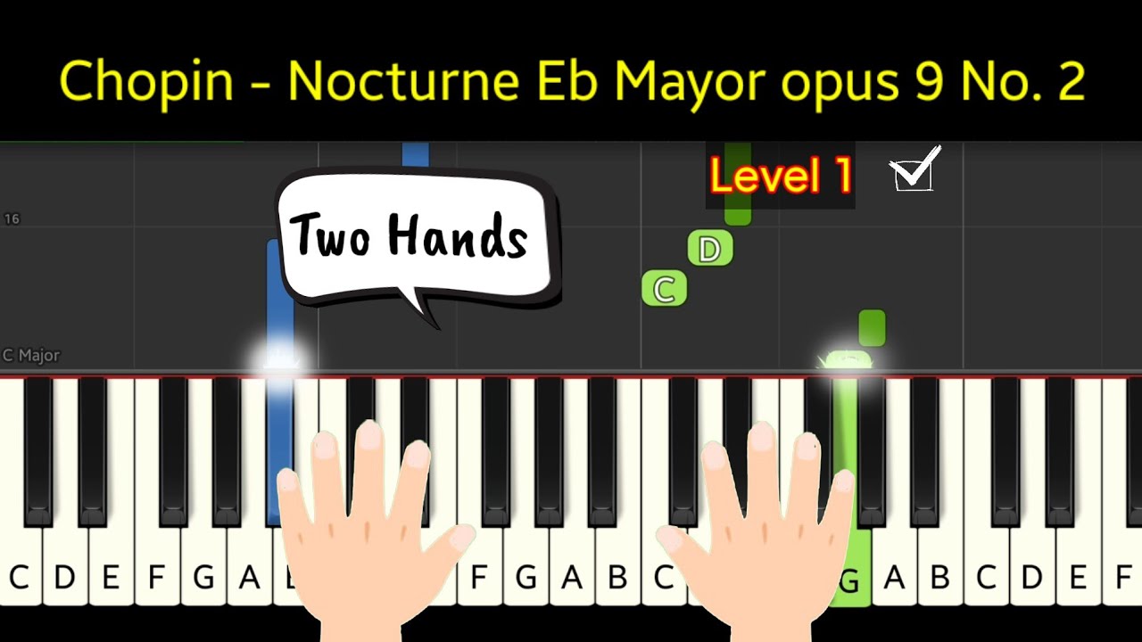 Chopin | Nocturne Eb Mayor opus 9 No 2 | piano tutorial Level 1 - YouTube