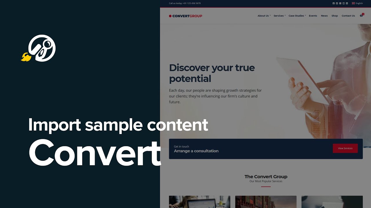 How to import the sample content in Convert WordPress theme - YouTube