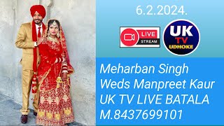 Meharban Singh Weds Manpreet Kaur UK TV Live Batala Sandeep Randhawa M.8437699101